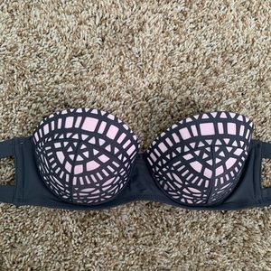 NWOT Slate gray and pink strapless bathing suit